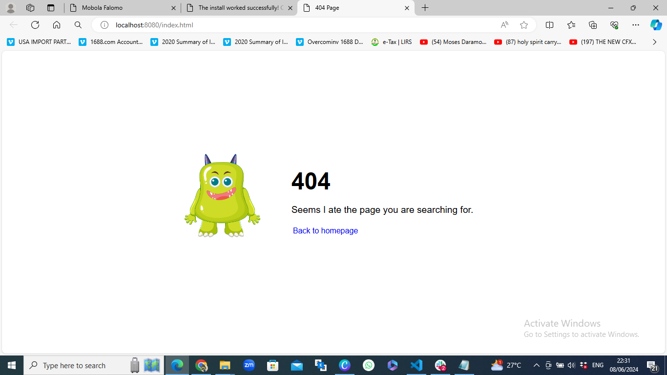 custom 404 error page